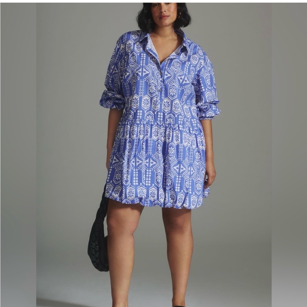 MAEVE for Anthropologie blue and white mini dress size 2x